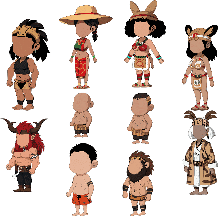 AN古代人物分层不带万能动作10个原始人