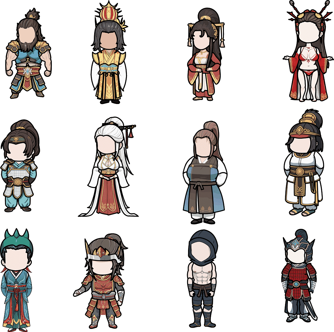 AN古装人物带万能动作 12个古装人物