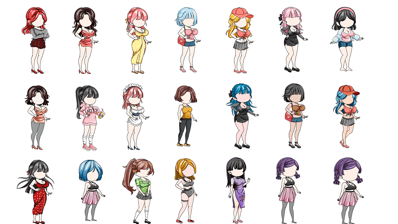 AN都市人物带万能动作 Q版女性21人