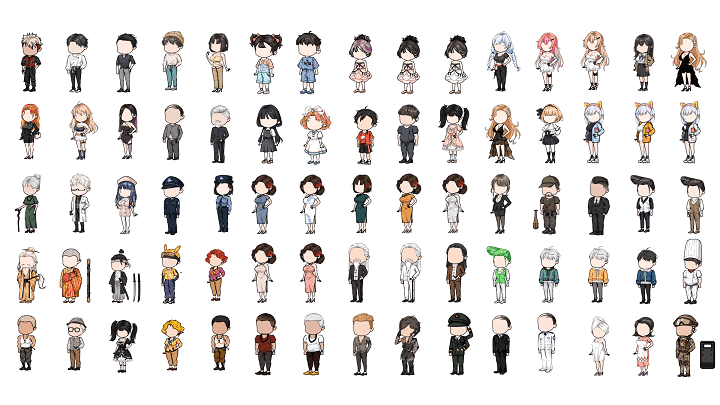 AN都市人物带万能动作 Q版都市70人