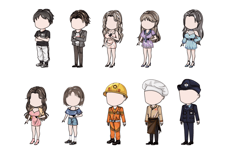 AN都市人物带万能动作 q版10人一期