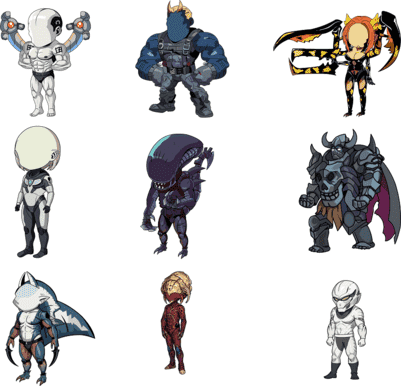 AN格式人物带万能动作 机甲战士9个