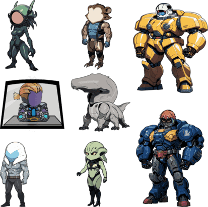 AN格式人物带万能动作 机甲战士8个