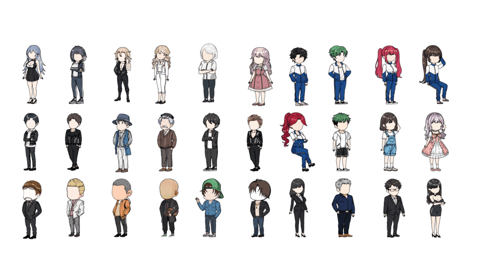 AN都市人物带万能动作 校园人物30人