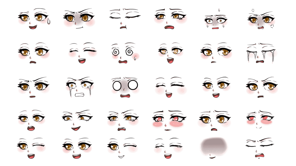 fla格式二次元金色女表情44