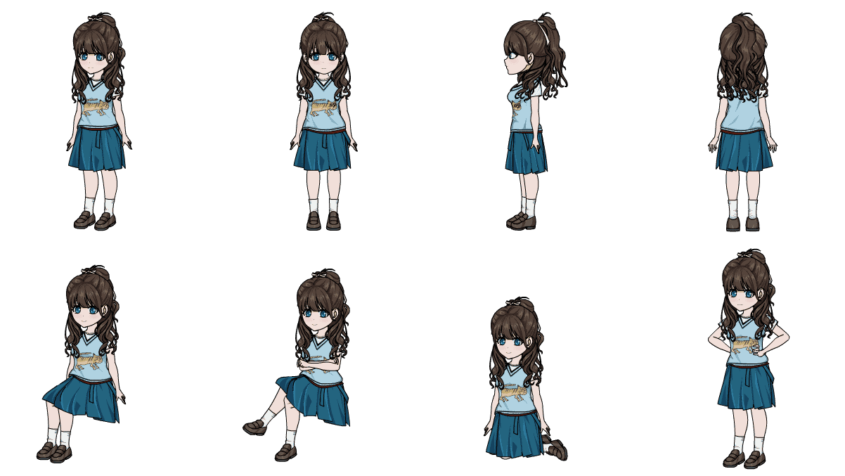 AN格式人物 卷发蓝裙女孩