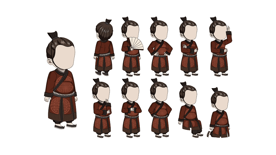 AN格式人物 古装人物带万能动作153