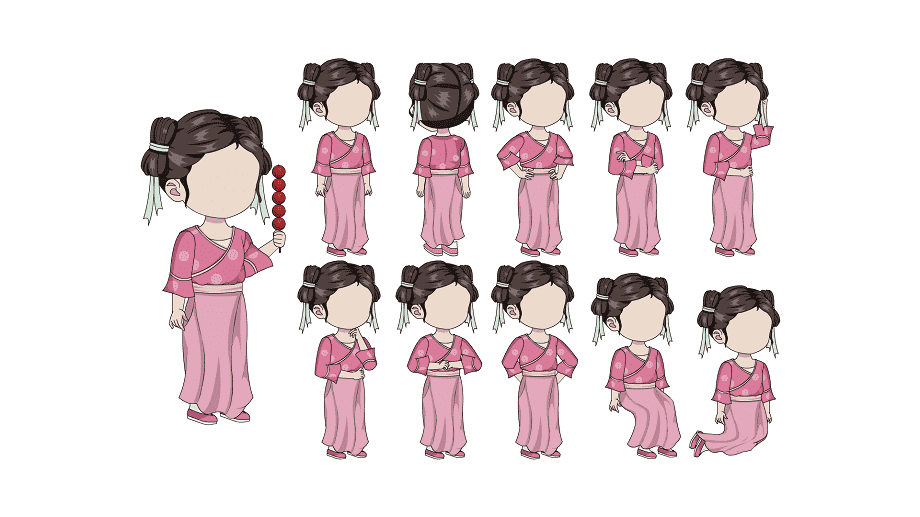 AN格式人物 古装人物带万能动作154