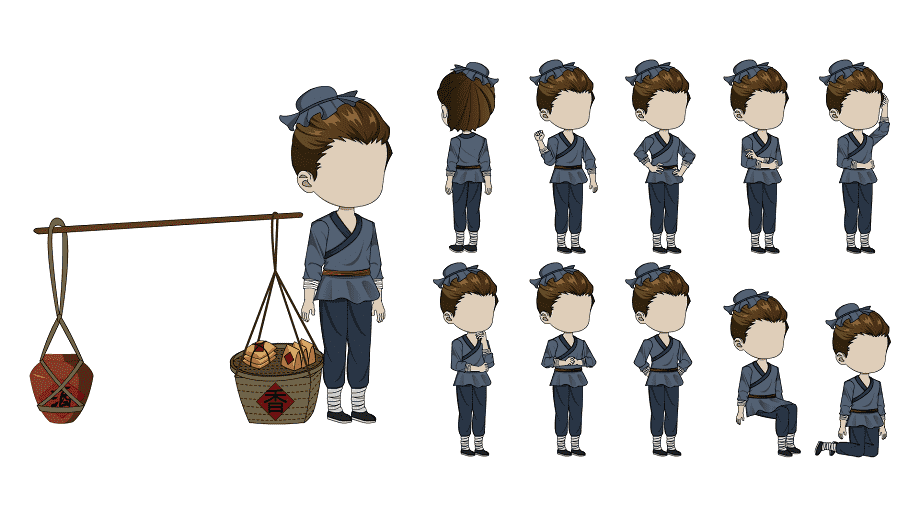 AN格式人物 古装人物带万能动作155