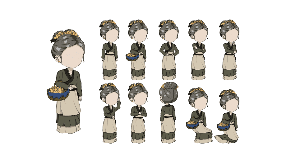 AN格式人物 古装人物带万能动作160