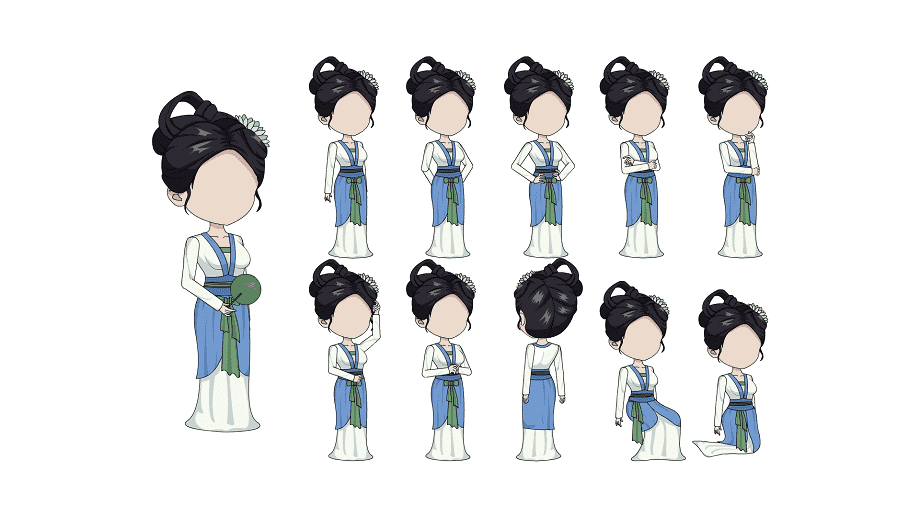 AN格式人物 古装人物带万能动作162