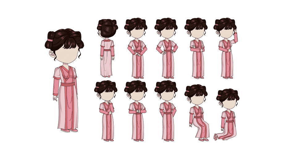 AN格式人物 古装人物带万能动作164