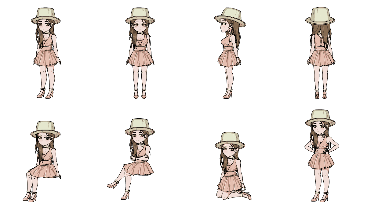 AN格式人物 戴帽粉裙女孩