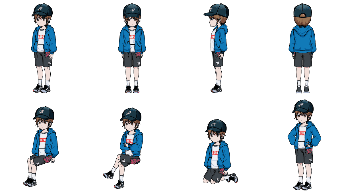 AN格式人物 棒球帽蓝衣少年