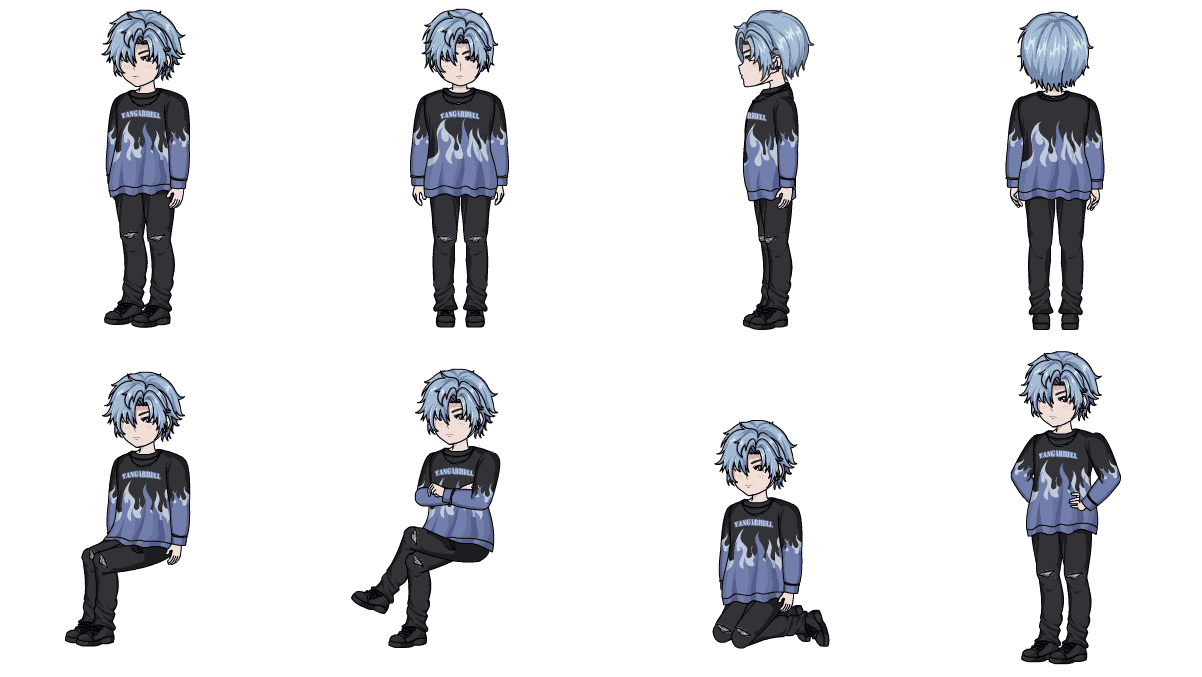 AN格式人物 蓝焰上衣少年