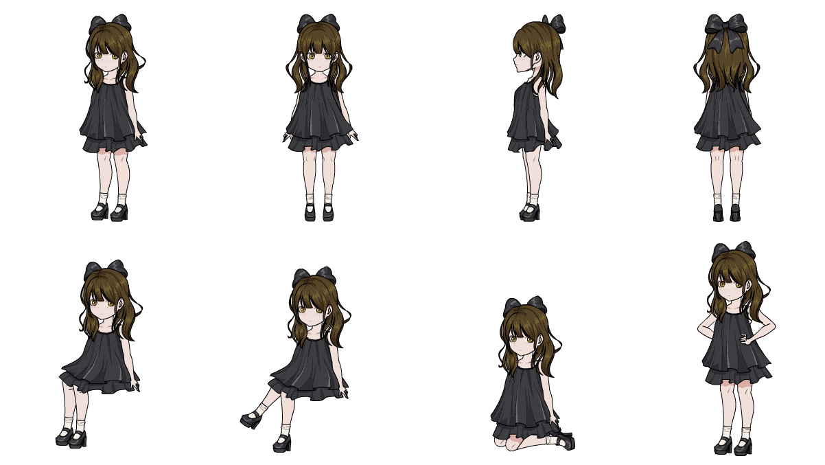 AN格式人物 黑裙蝴蝶结女孩