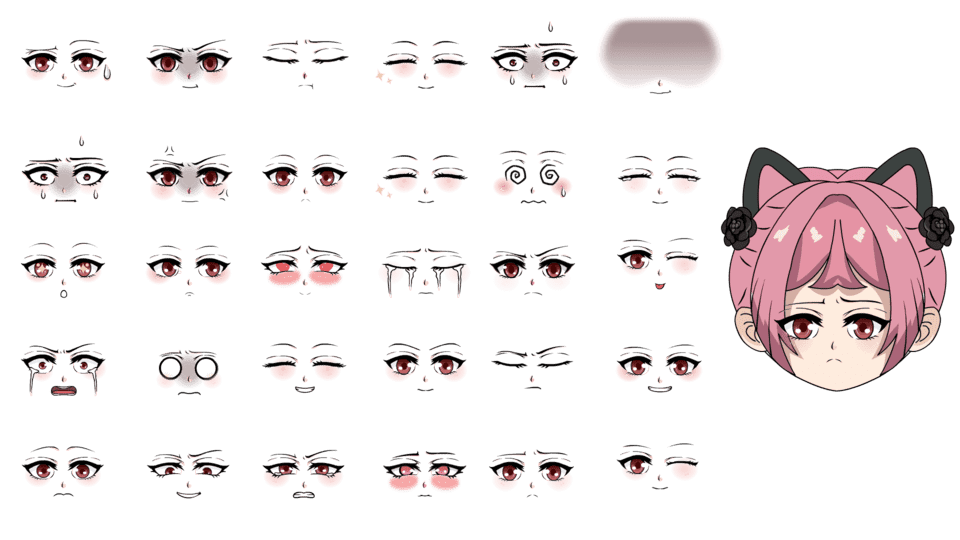 大眼女表情-正正面