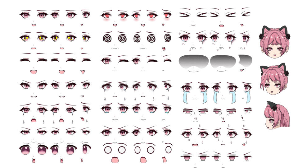 万能女表情-三视角