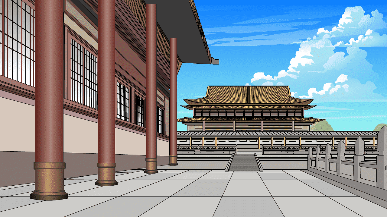 AN格式场景，千年古迹