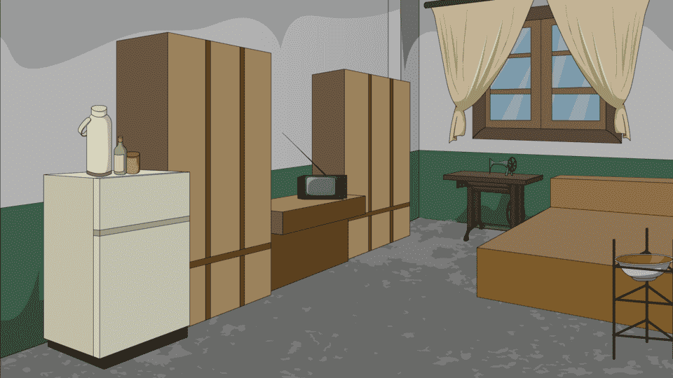 AN格式怀旧场景，质朴小屋