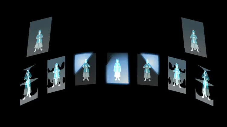 AN蓝色特效素材，分身多人