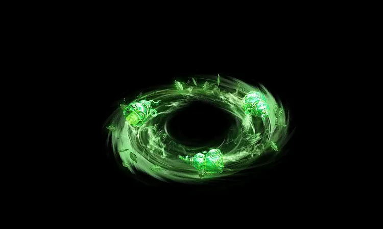 AN绿色攻击特效，绿叶旋转