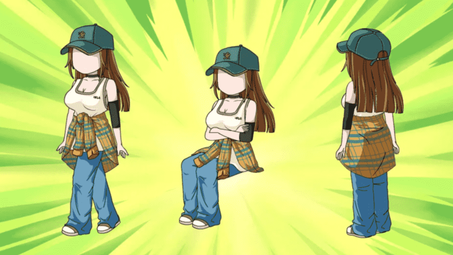 AN都市人物 正背面带帽女孩运动风格