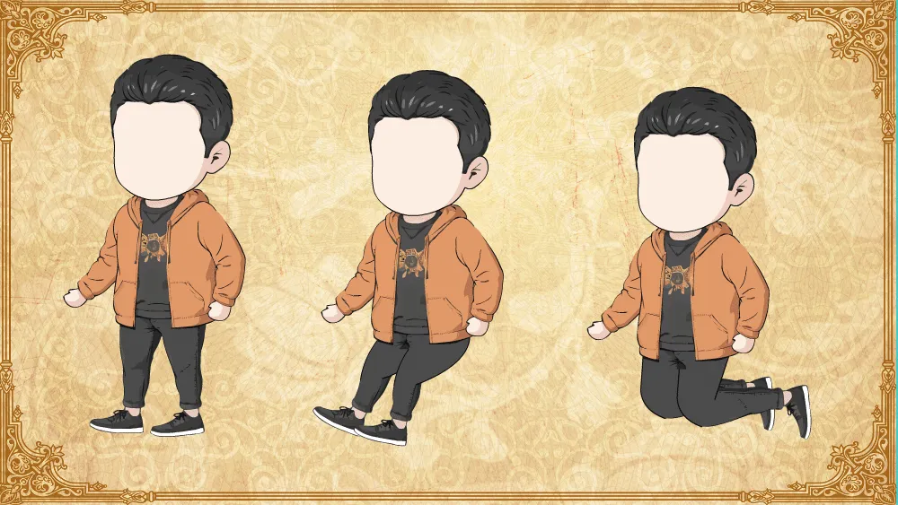 AN都市人物 橙色卫衣小伙