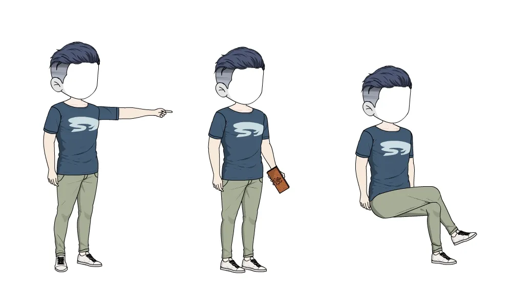 AN都市人物 蓝色短袖男