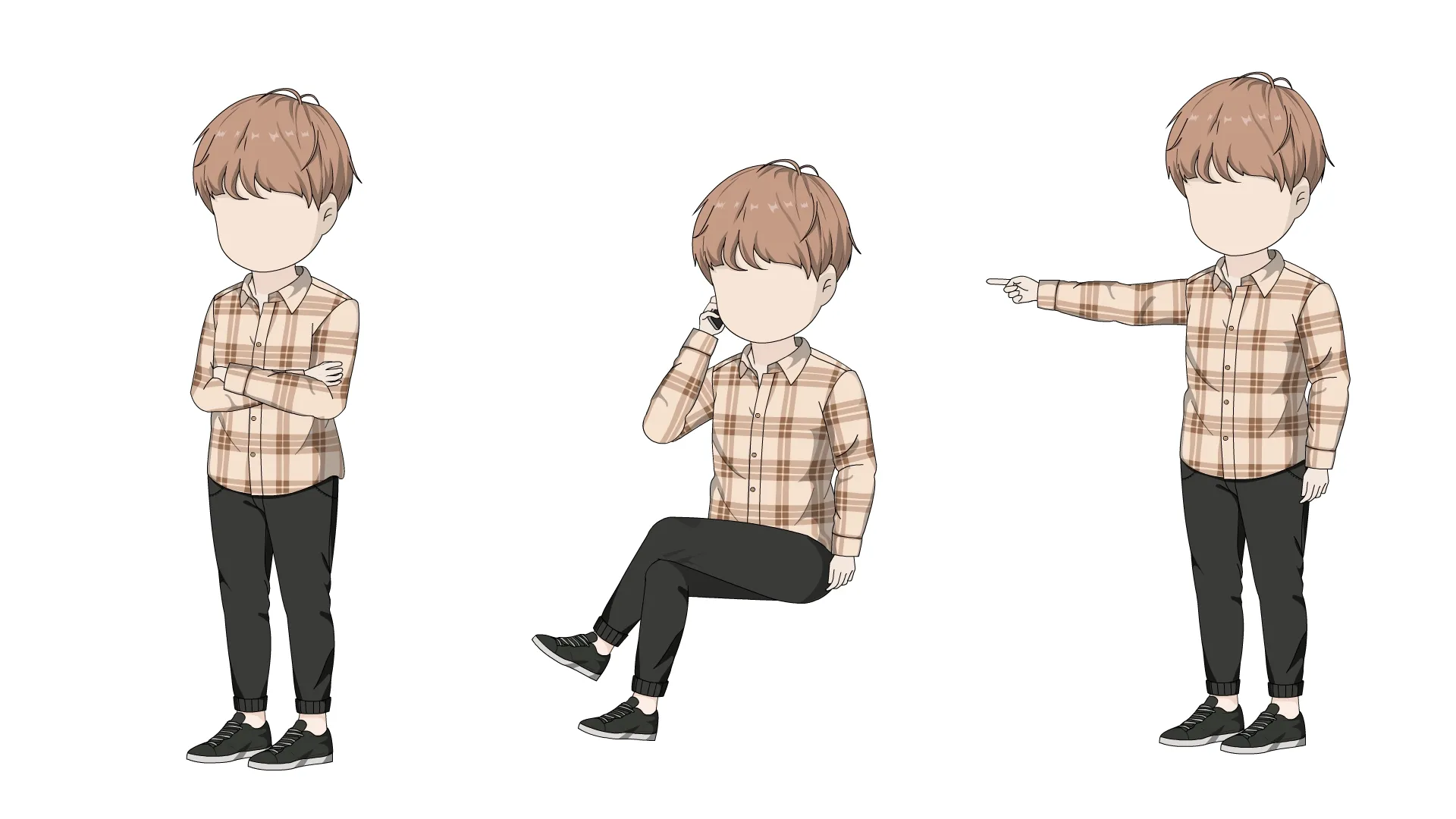 AN都市人物 格子衬衣