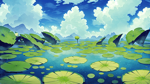 河中有很多荷叶