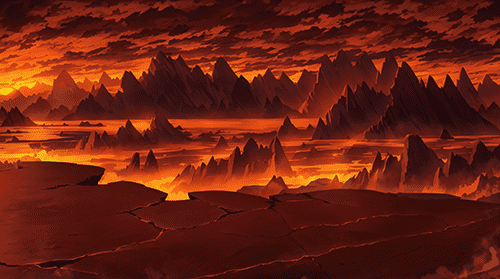 岩浆滚滚的火山上