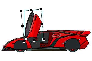 红色跑车车门可以开关