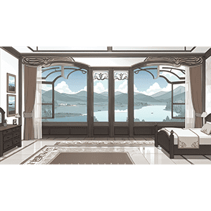 湖景房的卧室里