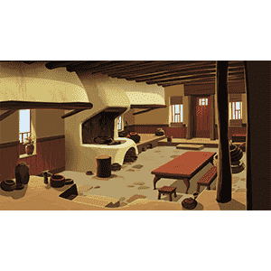 木屋屋内 白天傍晚夜晚