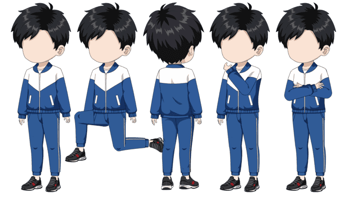 AN人物带万能动作，男学生