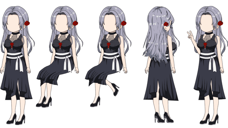 AN人物带万能动作，礼服女