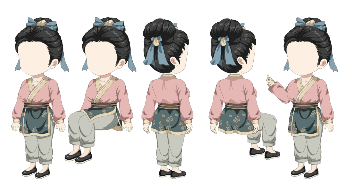 AN人物带万能动作，女平民