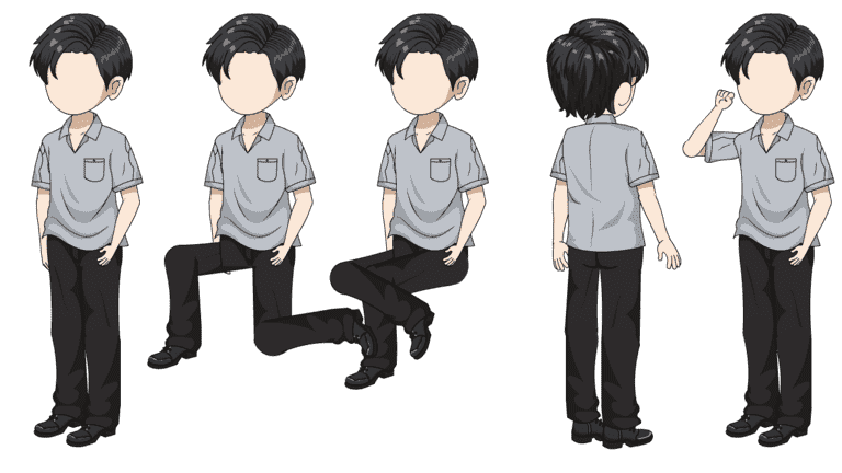 AN人物带万能动作，衬衫男