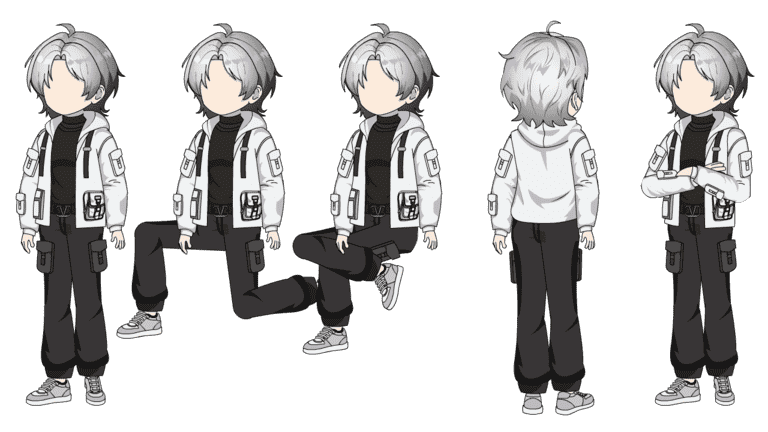 AN人物带万能动作，白发男