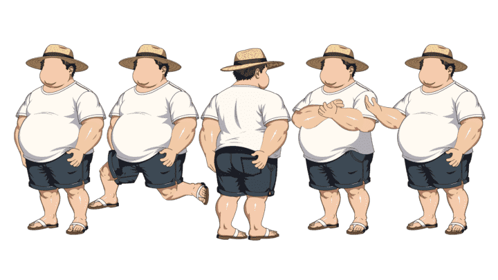 AN人物带万能动作，胖子