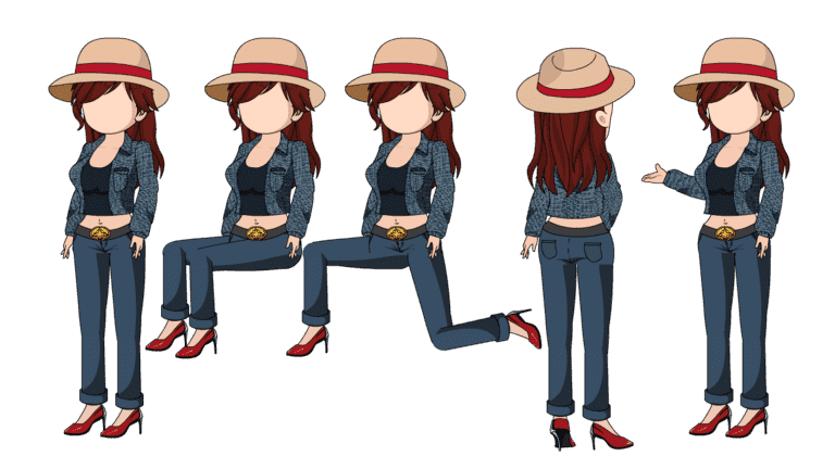 AN人物带万能动作，牛仔女郎