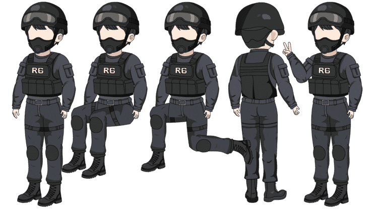 AN人物带万能动作，特种兵