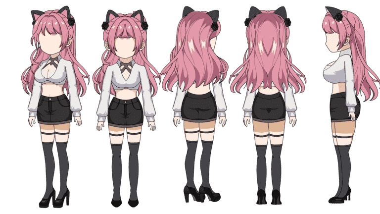 AN人物带万能动作，猫耳女