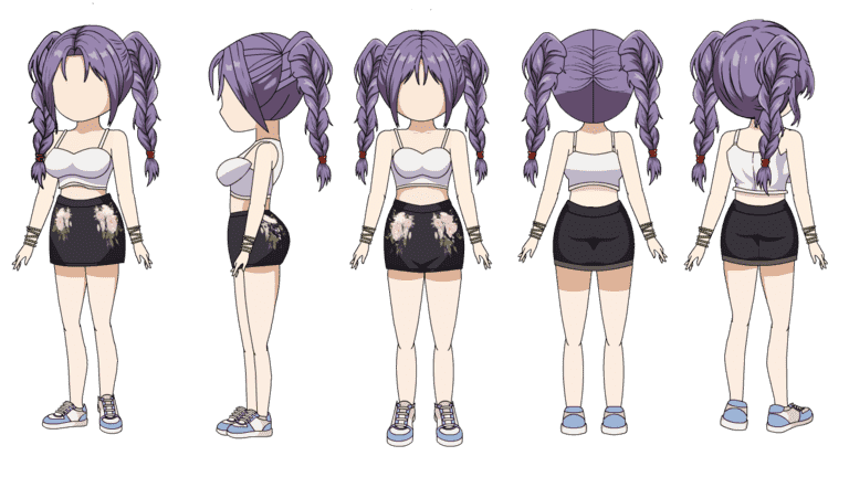 AN人物带万能动作，双马尾女