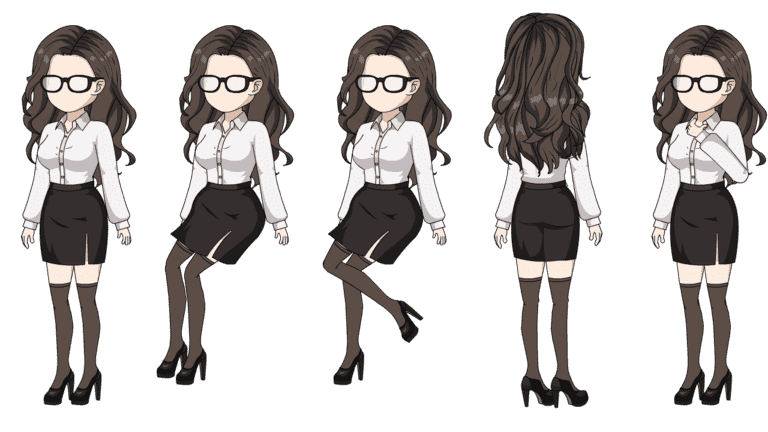 AN人物带万能动作，女秘书