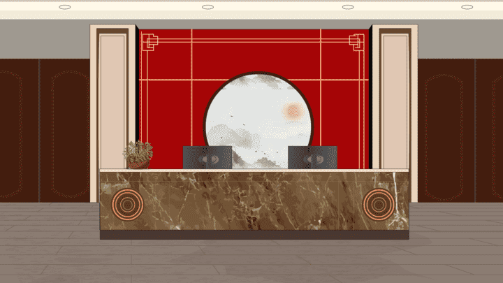 AN格式场景，酒店前台