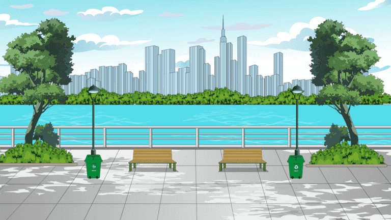 AN格式场景，江边