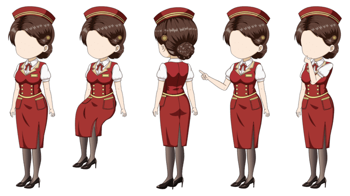 AN人物带万能动作，空姐 乘务员