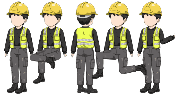 AN人物带万能动作，工人